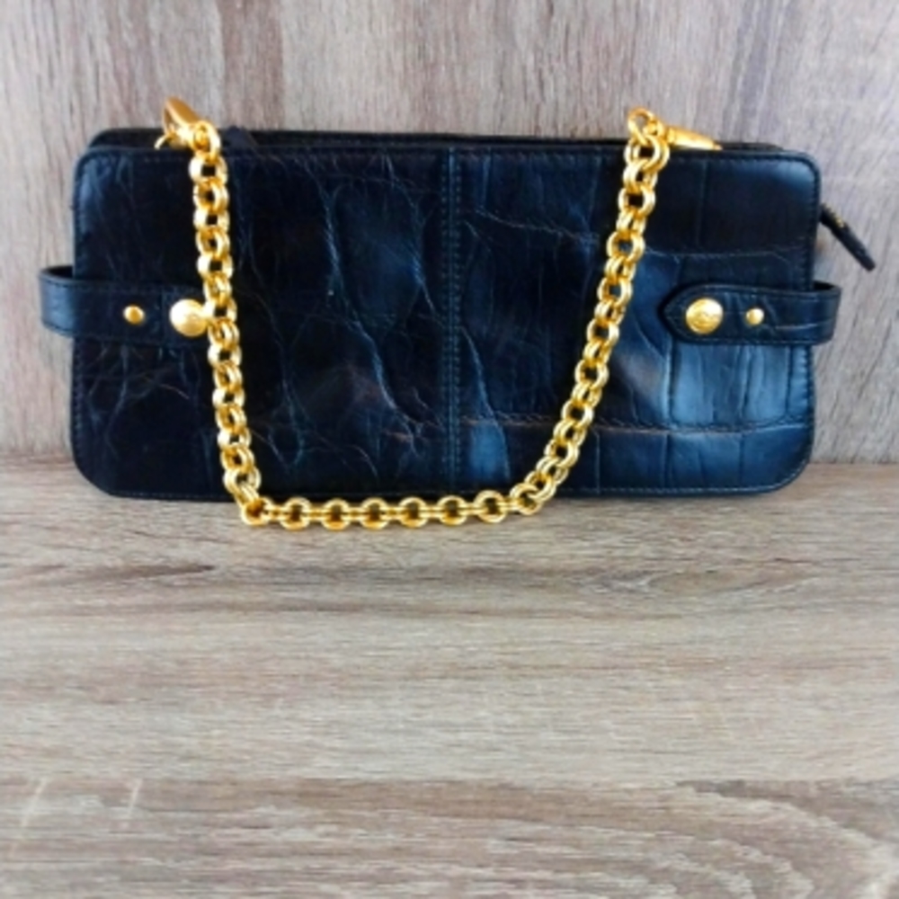 Jones New York Black/Gold Croc Mini Purse
